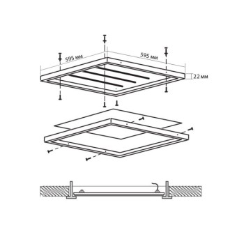 Панель светодиодная ДВО PPL 595/U OPAL 50w 6500K IP40, JAZZWAY