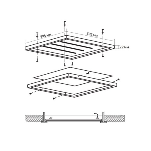 Панель светодиодная ДВО PPL 595/U OPAL 50w 6500K IP40, JAZZWAY