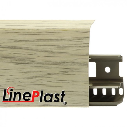 Плинтус напольный ПВХ LinePlast 85 мм Аруша светло-серый LS004