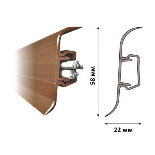 Плинтус напольный ПВХ LinePlast 58 мм Дуб анданте L033