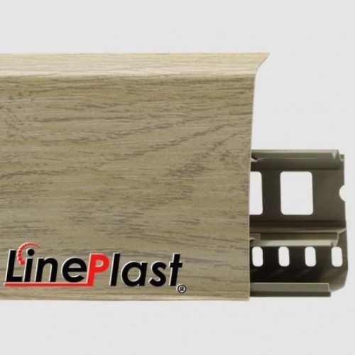 Плинтус напольный ПВХ LinePlast 85 мм Дуб Кантри серый LS008