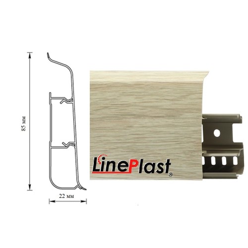 Плинтус напольный ПВХ LinePlast 85 мм Ива серебристая LS007
