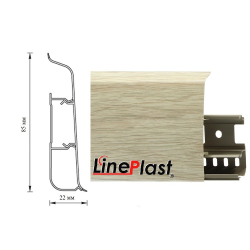 Плинтус напольный ПВХ LinePlast 85 мм Металлик Файн-лайн LS020