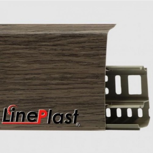 Плинтус напольный ПВХ LinePlast 85 мм Ясень Шимо темный LS022