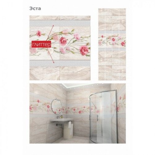 Панели ПВХ Кронапласт Unique Эста с глиттером серебро