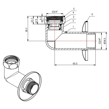Американка угловая 3/4