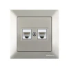Розетка компьютерная 2xRJ45 (Cat5e, скрытая) титан, DARIA, MUTLUSAN