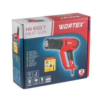 Термовоздуходувка WORTEX HG 6122 T + набор сопл 2000 Вт, 3 режима., 60-600 °С