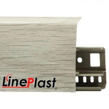 Плинтус напольный ПВХ LinePlast 85 мм Ясень шимо светлый LS005
